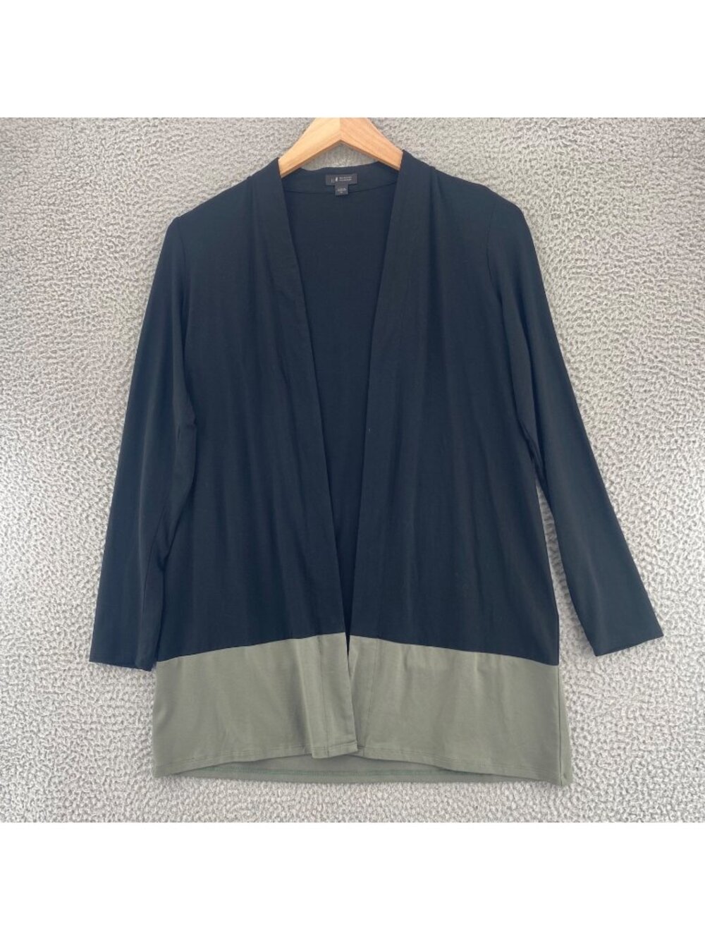 J Jill Top Womens Extra Small Wearever Black Green Stretch Cardigan Long Sleeves